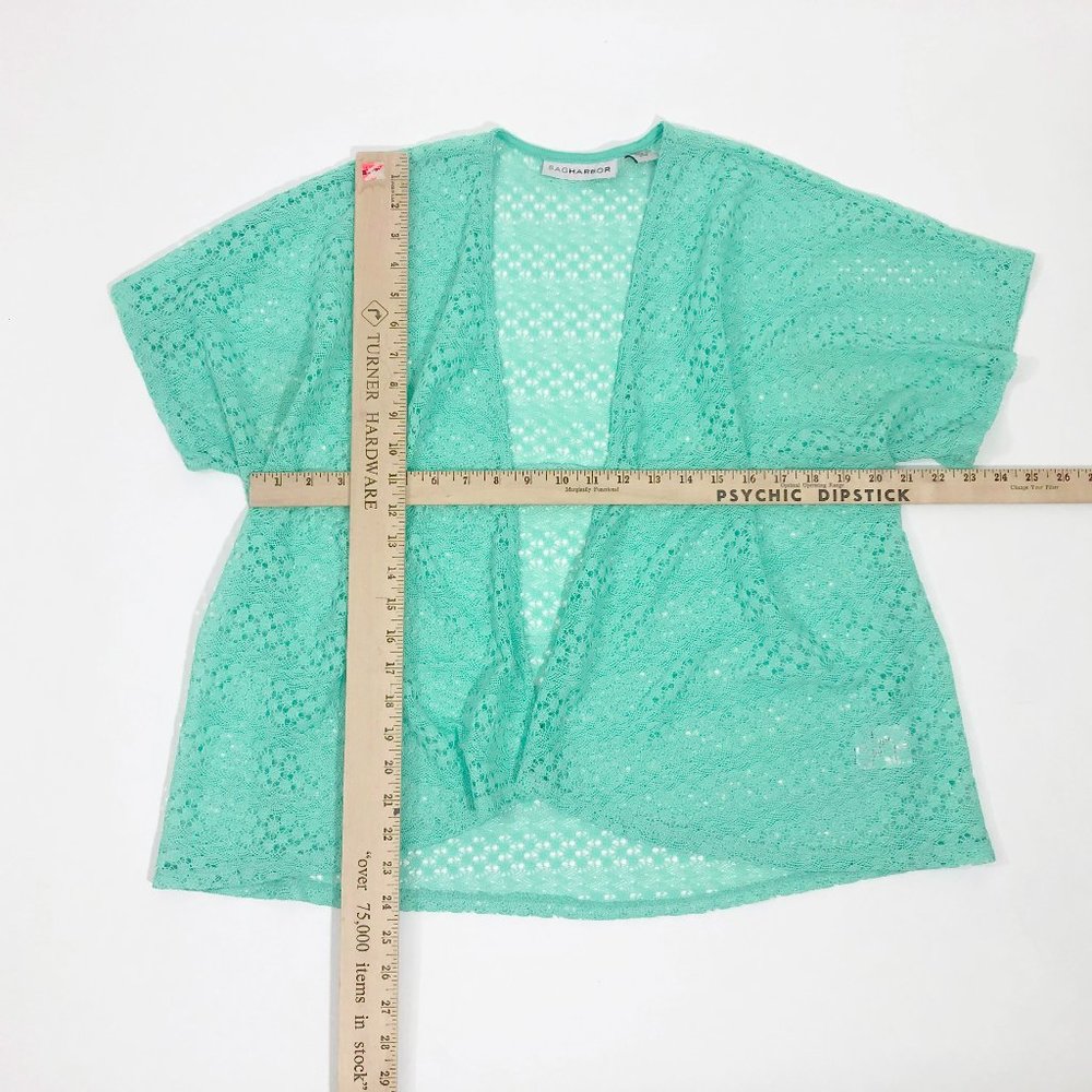 EUC Sag Harbor Mint Green Lace Knit Kimono Wms Size Large - Picture 4 of 5